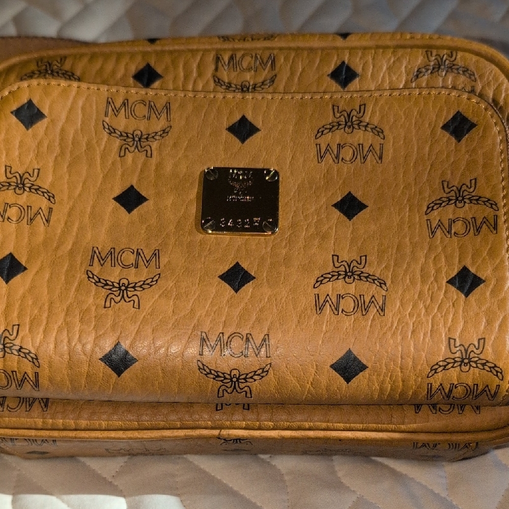 MCM Brown Leather Crossbody with Black Accents